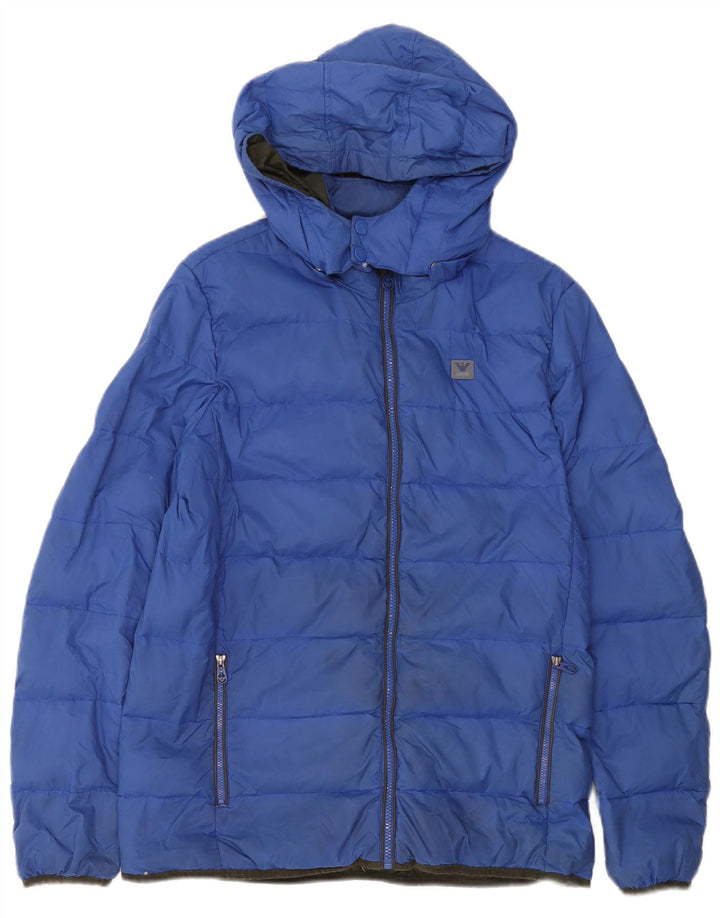 Armani Junior Boys Hooded Padded Jacket 15-16 Years Blue Polyamide