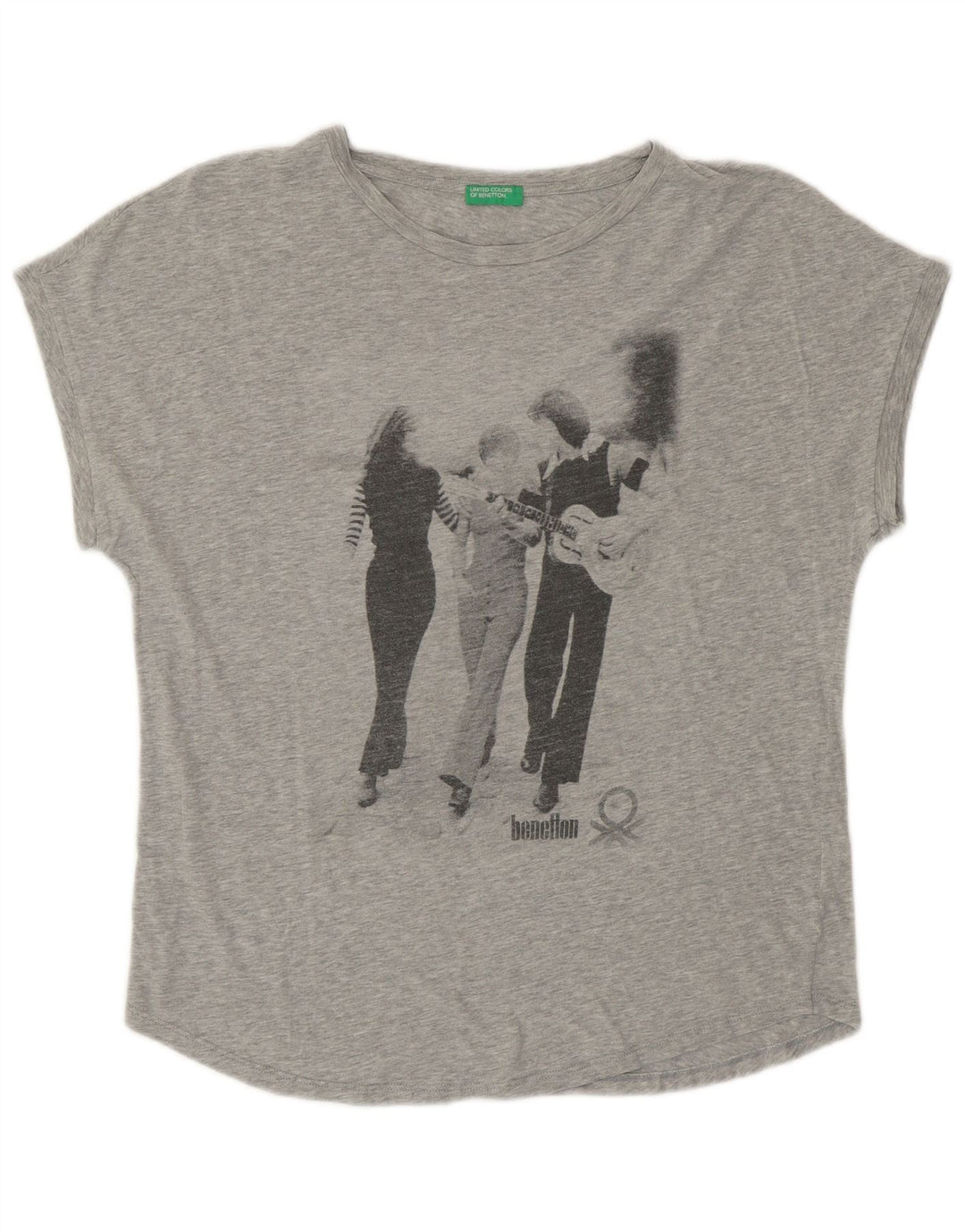 UNITED COLORS OF BENETTON Womens Graphic T-Shirt Top UK 14 Medium Grey