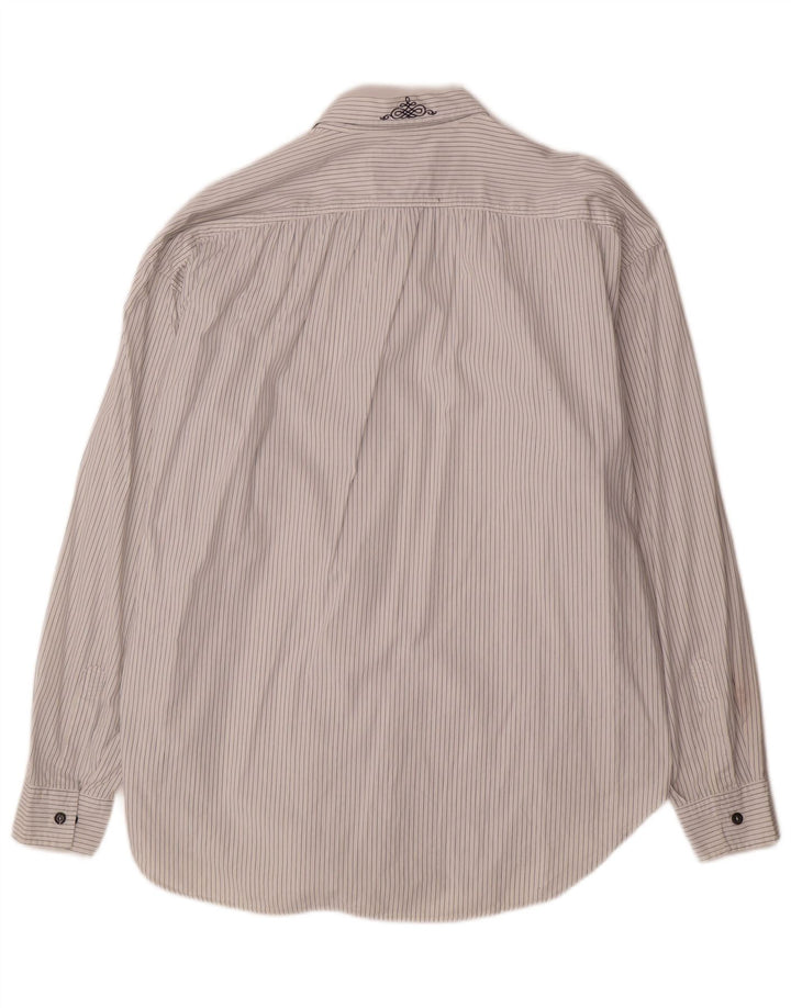 VINTAGE Mens Shirt XL White Pinstripe Cotton