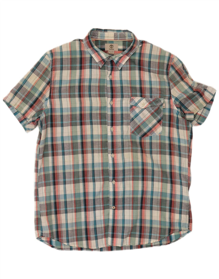 TIMBERLAND Mens Slim Fit Short Sleeve Shirt XL Multicoloured Check Cotton