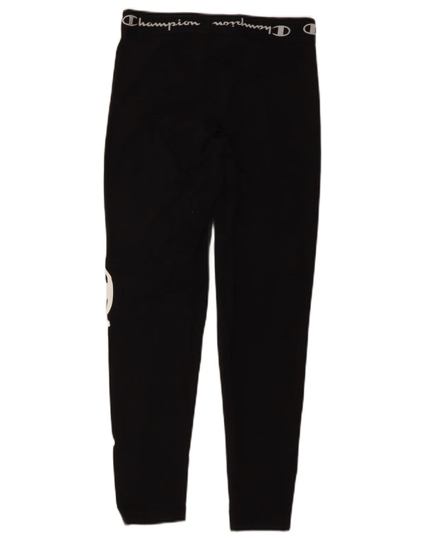 CHAMPION Womens Graphic Leggings UK 4 XS  Black Cotton