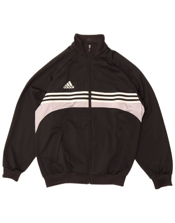 Adidas Mens Tracksuit Top Jacket UK 42/44 Large Black Colourblock Polyester