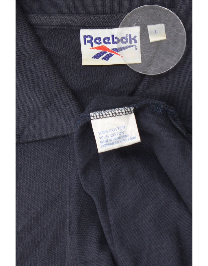 Reebok Mens Polo Shirt Large Navy Blue Cotton