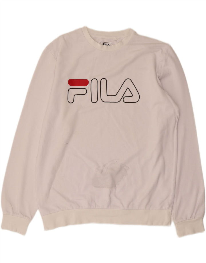 FILA Mens Graphic Sweatshirt Jumper Large White Cotton