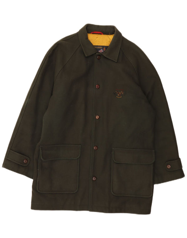 Paul & Shark Mens Overcoat UK 42 XL Khaki Wool