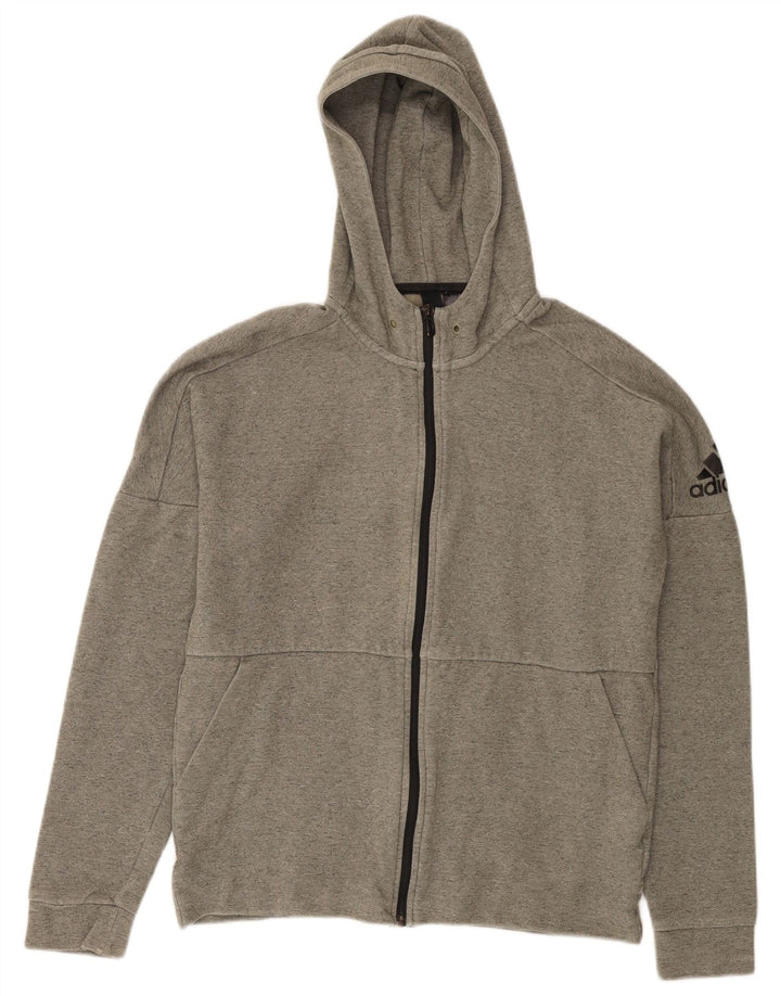Adidas Mens Zip Hoodie Sweater Medium Grey Cotton