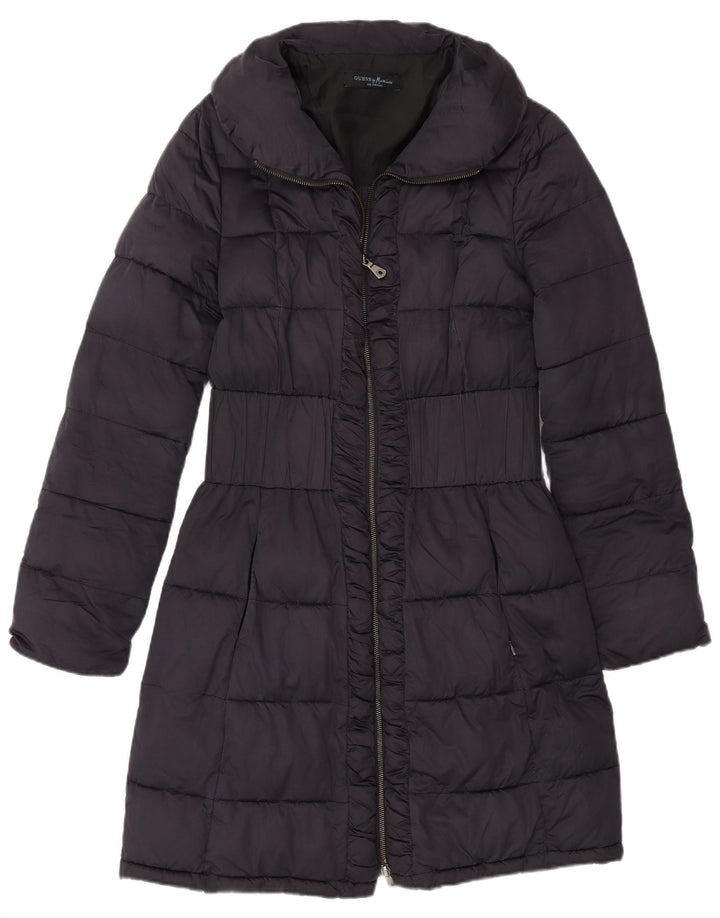 Guess By Marciano Womens Padded Coat IT 46 Large Navy Blue Polyester