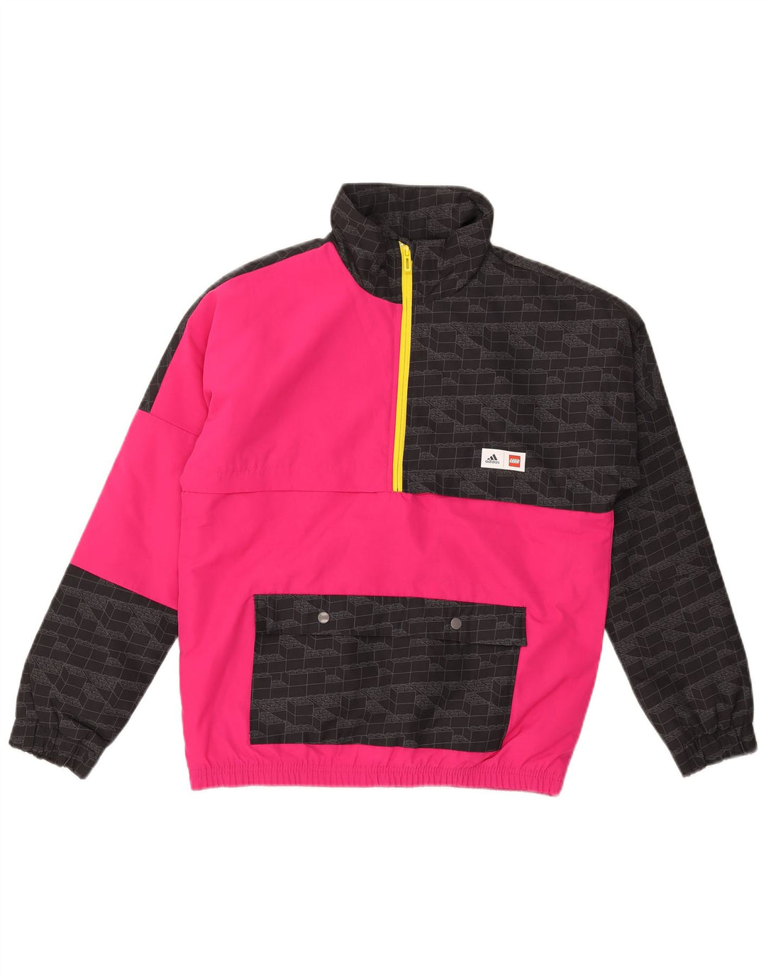 ADIDAS Girls Graphic Anorak Jacket 11-12 Years Pink Colourblock Polyester