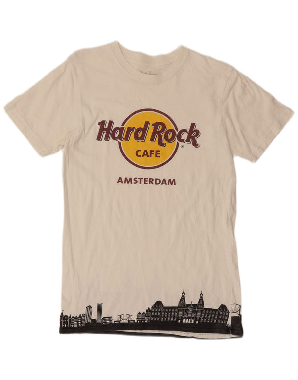 HARD ROCK CAFE Mens Amsterdam Graphic T-Shirt Top Small White Cotton