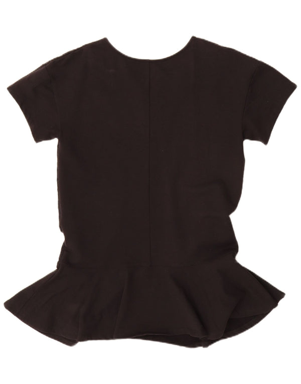 Elisabetta Franchi Womens Blouse Top IT 42 Medium Black Floral Cotton