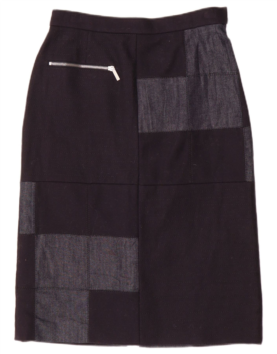 Iceberg Womens Midi Skirt IT 40 Small W26 Navy Blue Patchwork Nylon