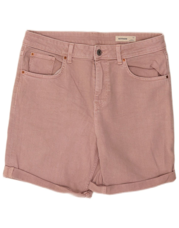 Marks & Spencer Womens Boyfriend Denim Shorts UK 12 Medium W32 Pink