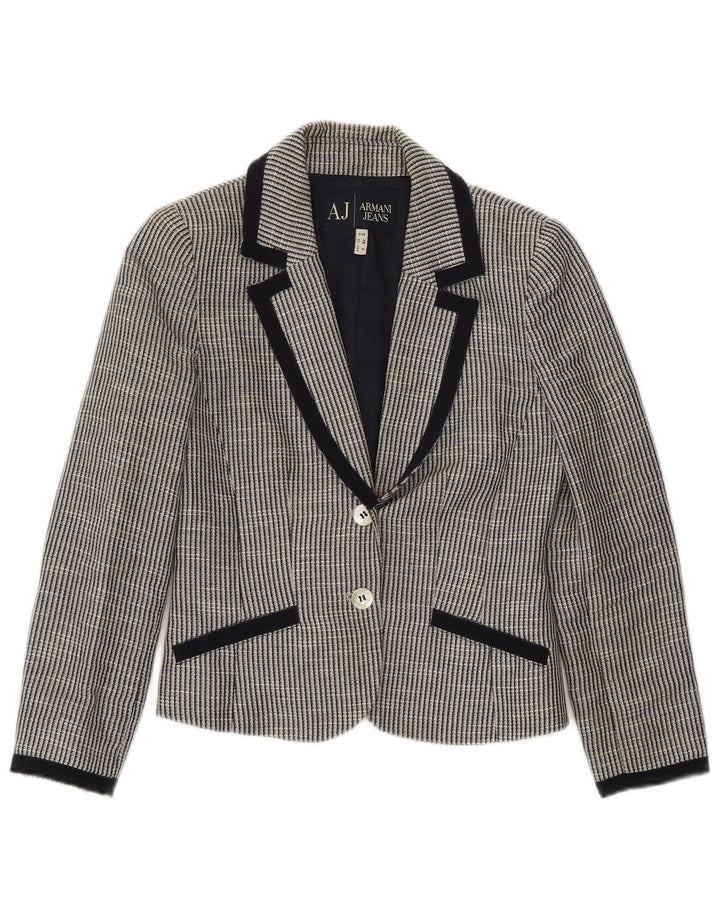 ARMANI JEANS Womens 2 Button Blazer Jacket EU 38 Medium Grey Striped