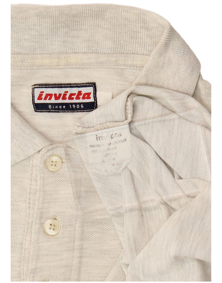 INVICTA Mens Long Sleeve Polo Shirt Large Grey Cotton
