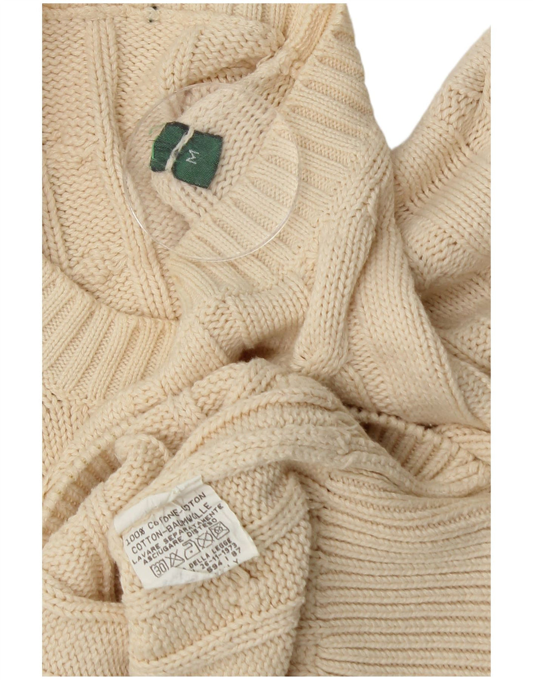 Vintage Mens Crew Neck Jumper Sweater Medium Off White Cotton