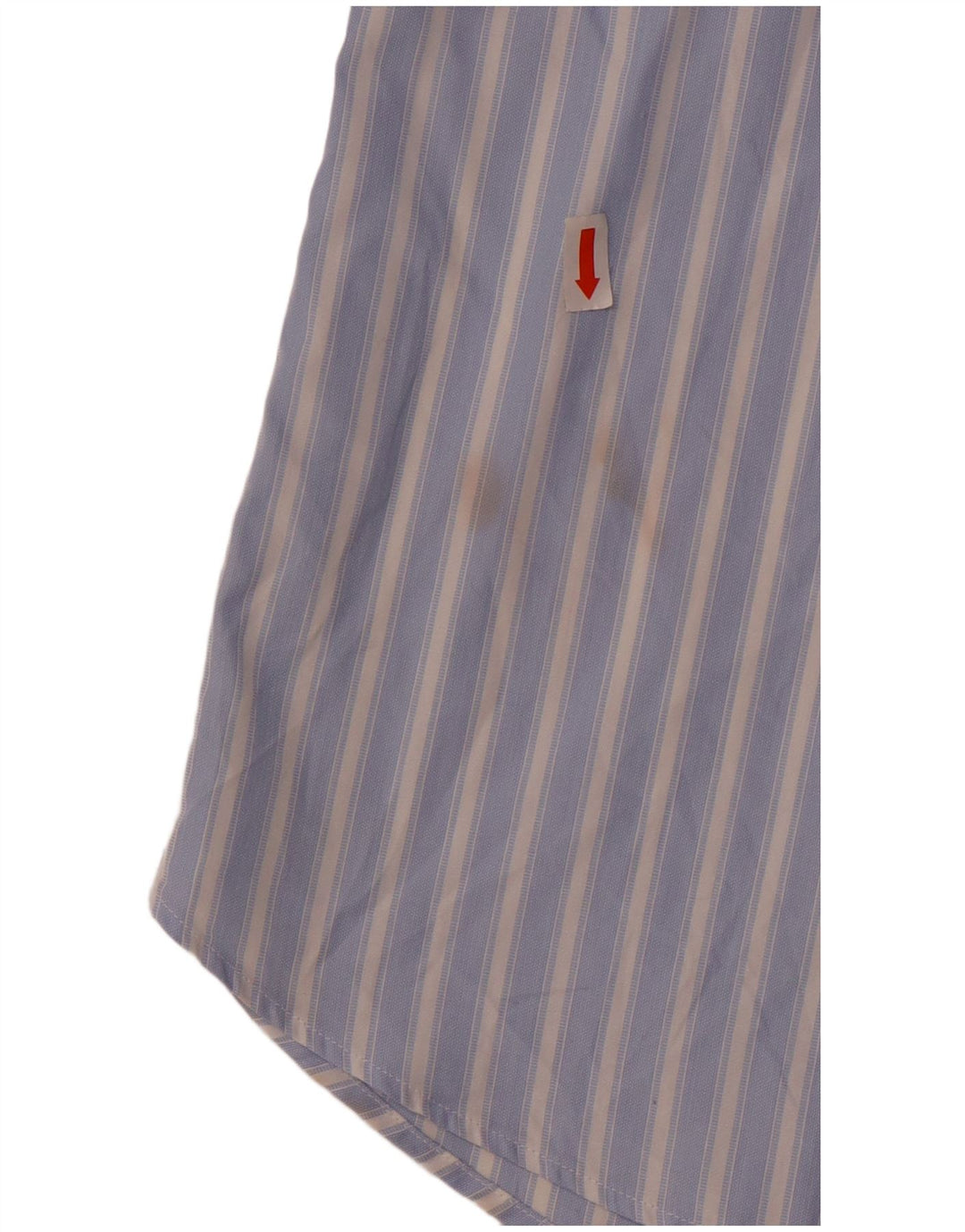 Carrel Mens Short Sleeve Shirt Size 40 15 1/2 Medium Blue Striped Cotton