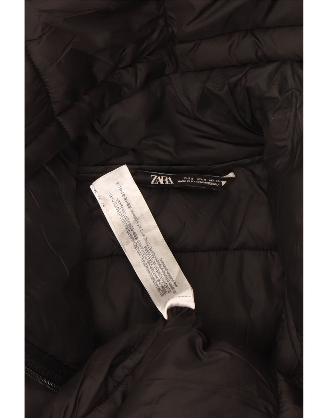 ZARA Womens Oversized Hooded Padded Coat UK 10 Small Black Polyester