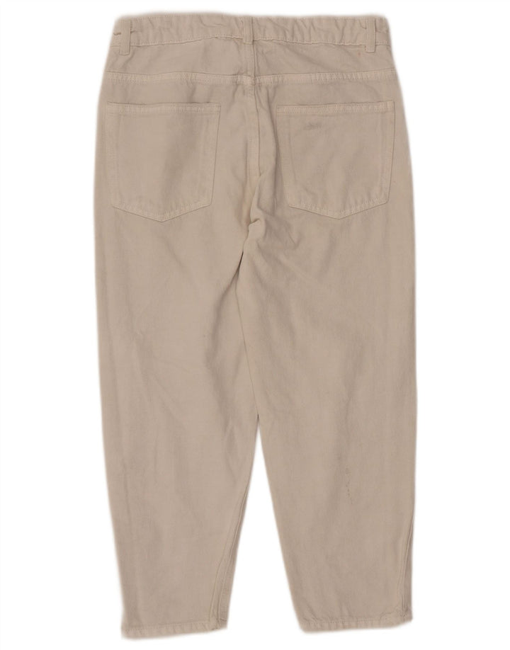 ZARA Girls Distressed High Waist Tapered Jeans 13-14 Years W28 L22 White