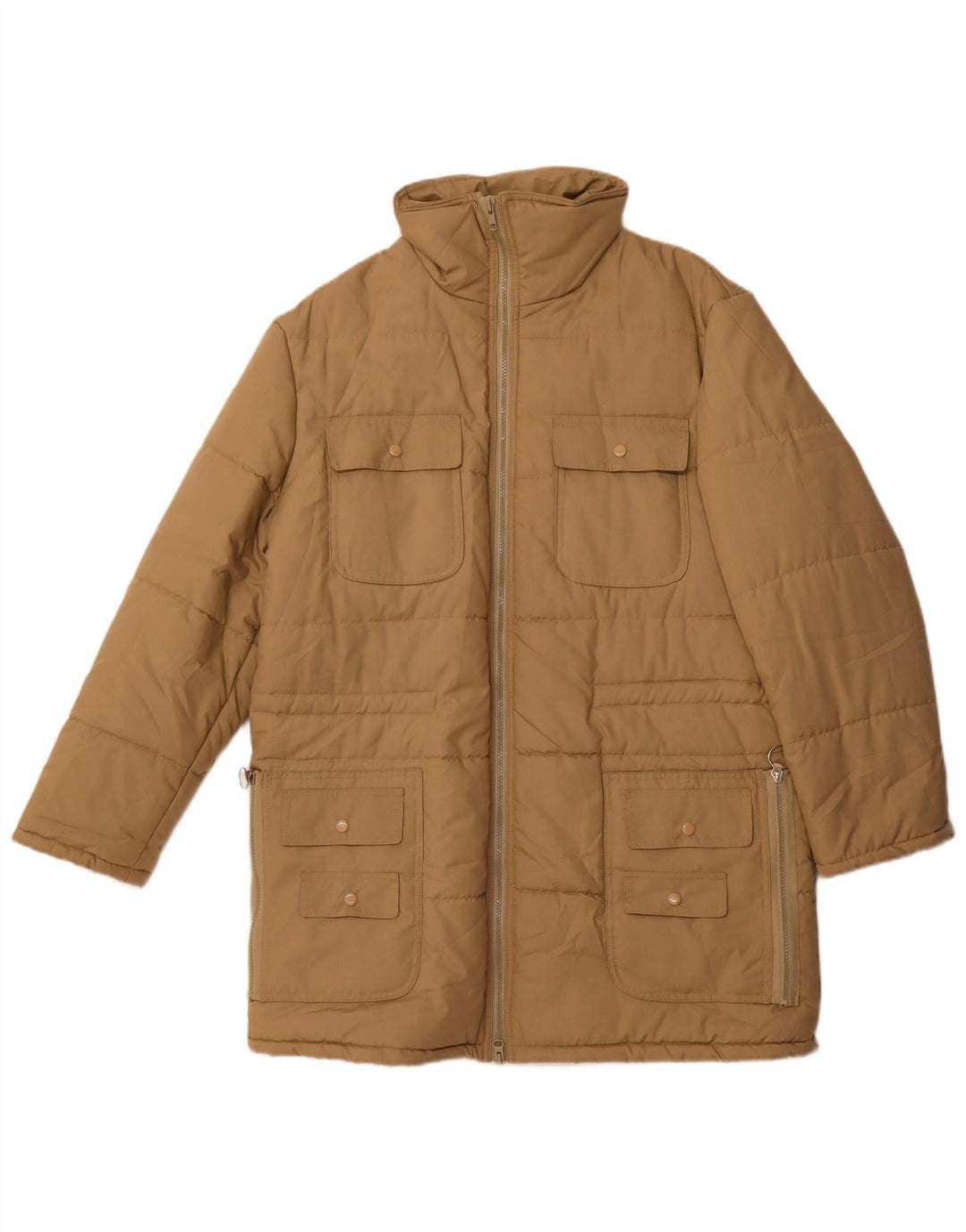 Vintage Mens Padded Coat UK 36 Small Beige Polyester