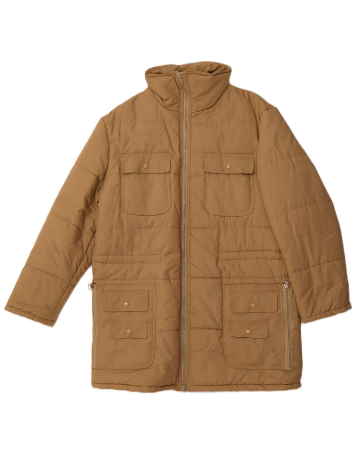 Vintage Mens Padded Coat UK 36 Small Beige Polyester