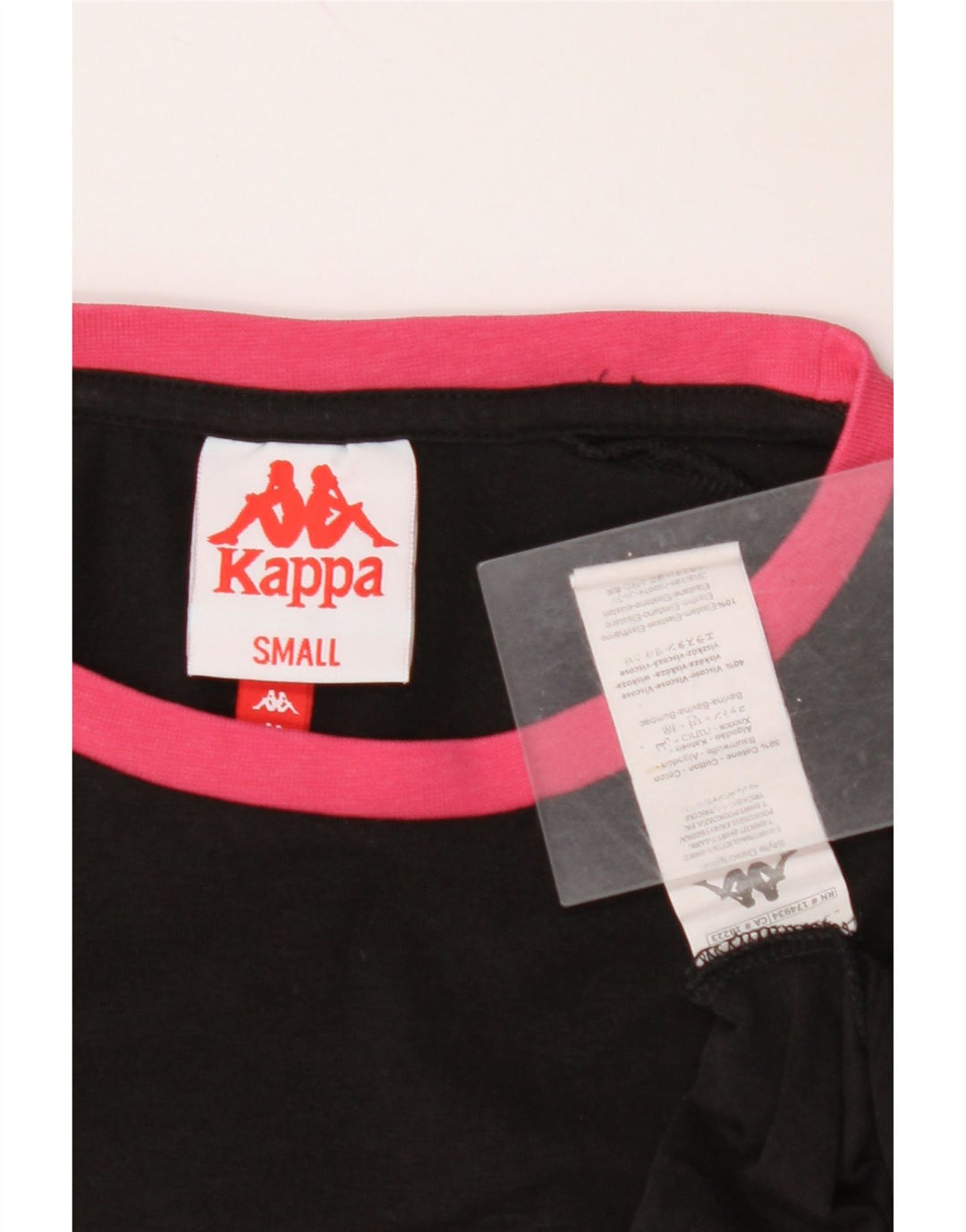 KAPPA Womens Crop Oversized Graphic T-Shirt Top UK 10 Small Black Cotton