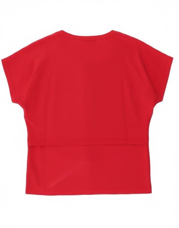 Luciano Soprani Womens Short Sleeve Shirt Blouse IT 42 Medium Pink Silk