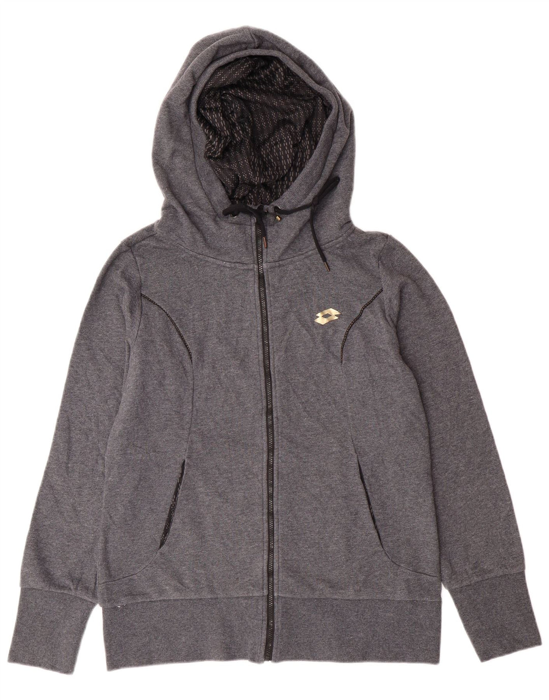 LOTTO Womens Zip Hoodie Sweater UK 16 Large Grey