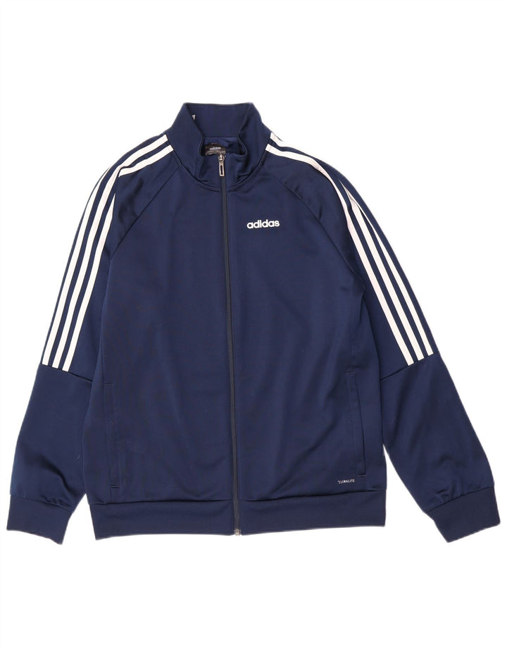Adidas Boys Climalite Tracksuit Top Jacket 13-14 Years Navy Blue Polyester