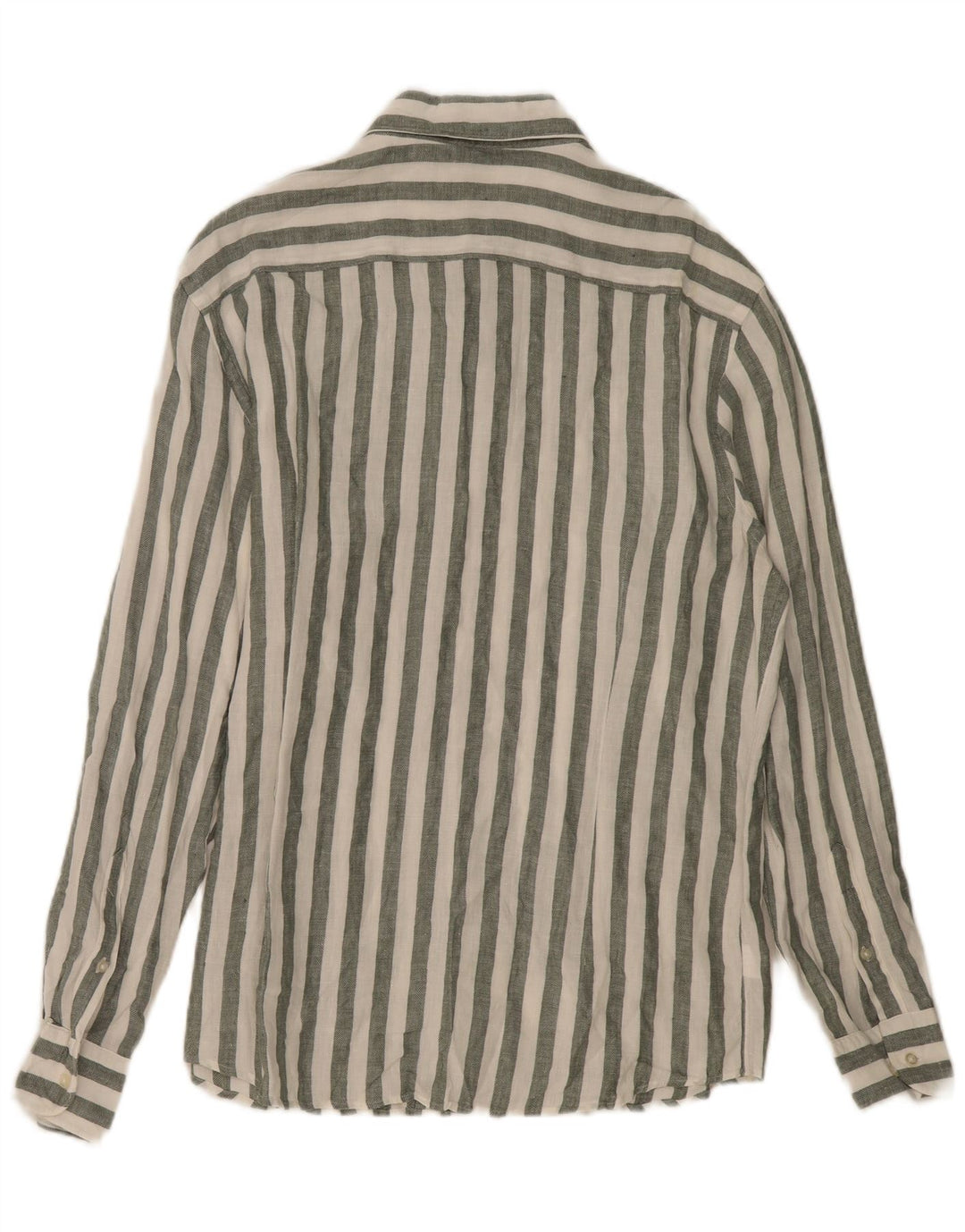 MASSIMO DUTTI Mens Shirt XL Khaki Striped Linen Vintage Massimo Dutti and Second-Hand Massimo Dutti from Messina Hembry 