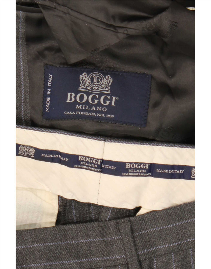 Boggi Mens 2 Button Piece Suit IT 48 Medium W31 L32 Grey Pinstripe Wool