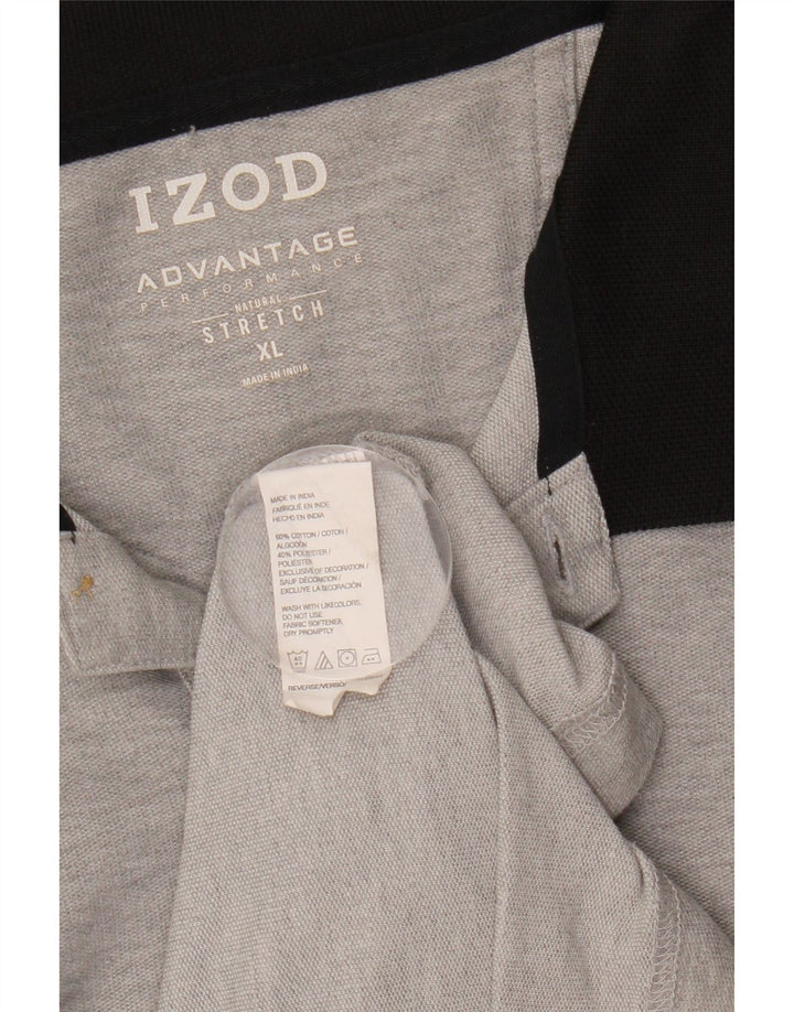 Izod Mens Polo Shirt XL Grey Colourblock Cotton
