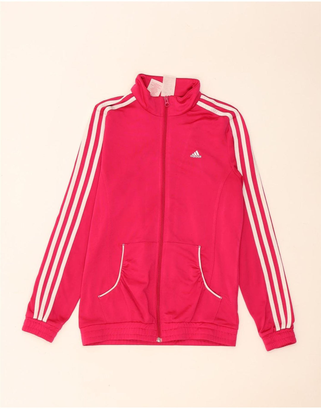 Adidas Girls Tracksuit Top Jacket 14-15 Years Pink Polyester