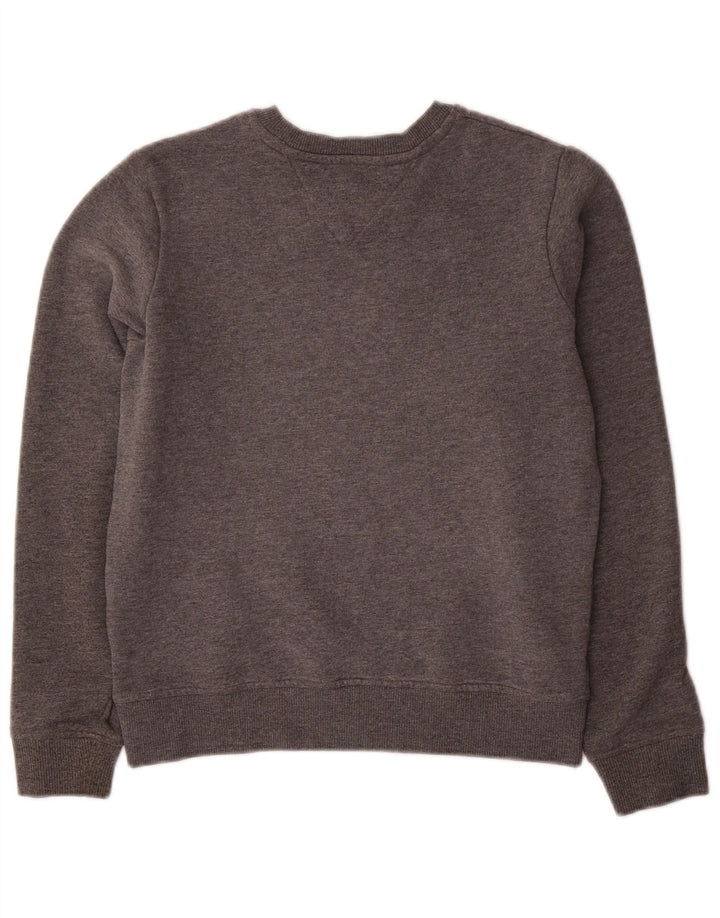 TOMMY HILFIGER Womens Oversized Graphic Sweatshirt Jumper UK 6 XS Grey