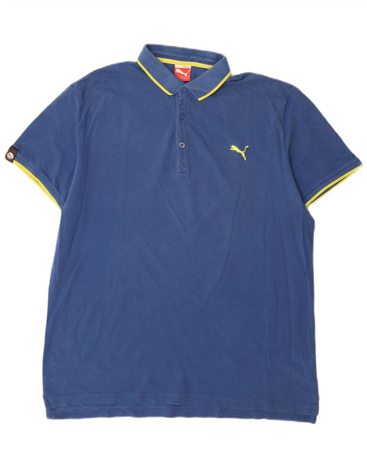 Puma Mens Polo Shirt XL Blue Cotton