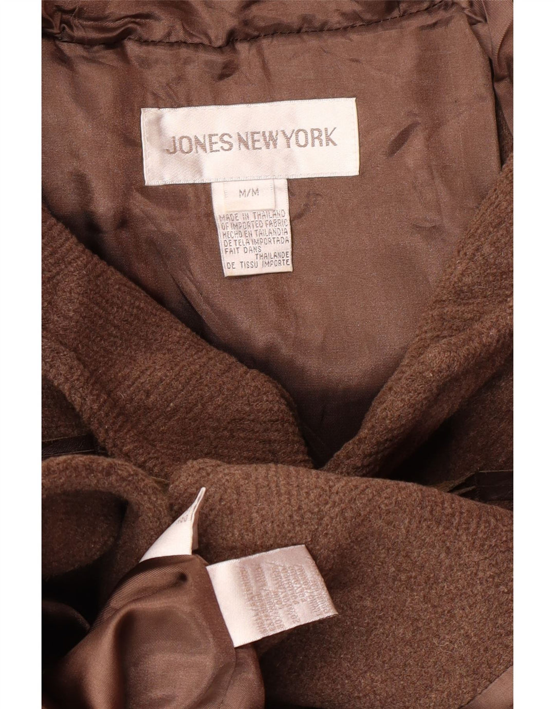 Jones New York Womens Hooded Duffle Coat UK 14 Medium Brown Wool Classic