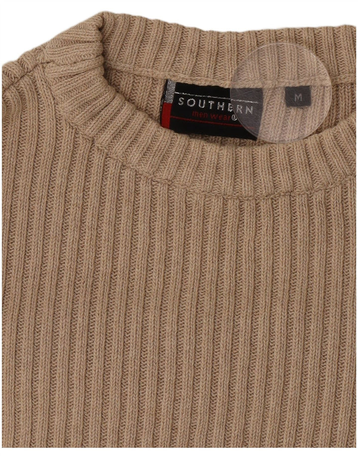 Southern Mens Graphic Crew Neck Jumper Sweater Medium Beige Colourblock
