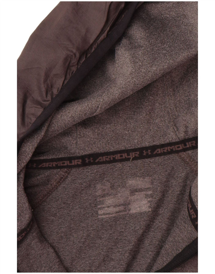 Under Armour Mens Hooded Pullover Tracksuit Top Large Grey Colourblock