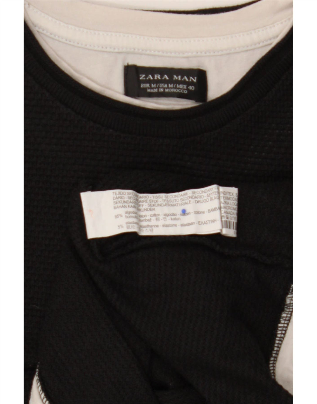 ZARA Mens T-Shirt Top Medium Black Cotton