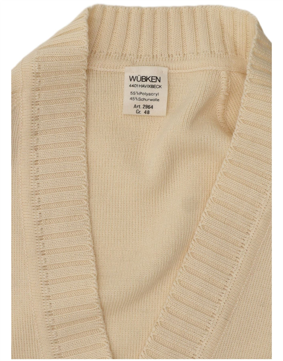 Wubken Womens Cardigan Sweater EU 48 2XL Off White Polyacrylic