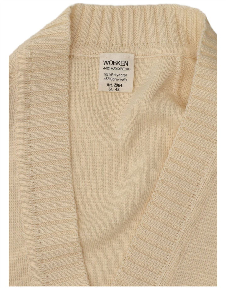 Wubken Womens Cardigan Sweater EU 48 2XL Off White Polyacrylic