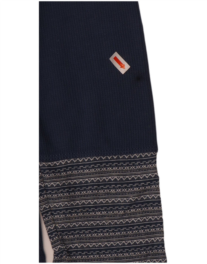 EDDIE BAUER Womens Top Long Sleeve UK 16 Large Navy Blue Striped Cotton