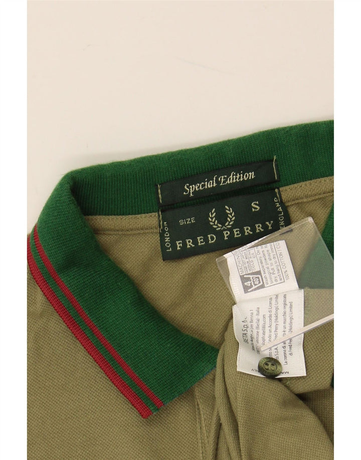 FRED PERRY Mens Polo Shirt Small Green Cotton