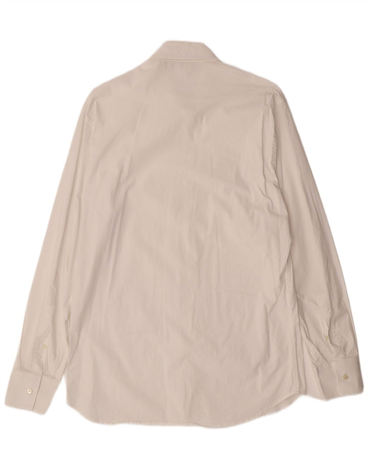 TRUSSARDI Mens Shirt Medium White Cotton