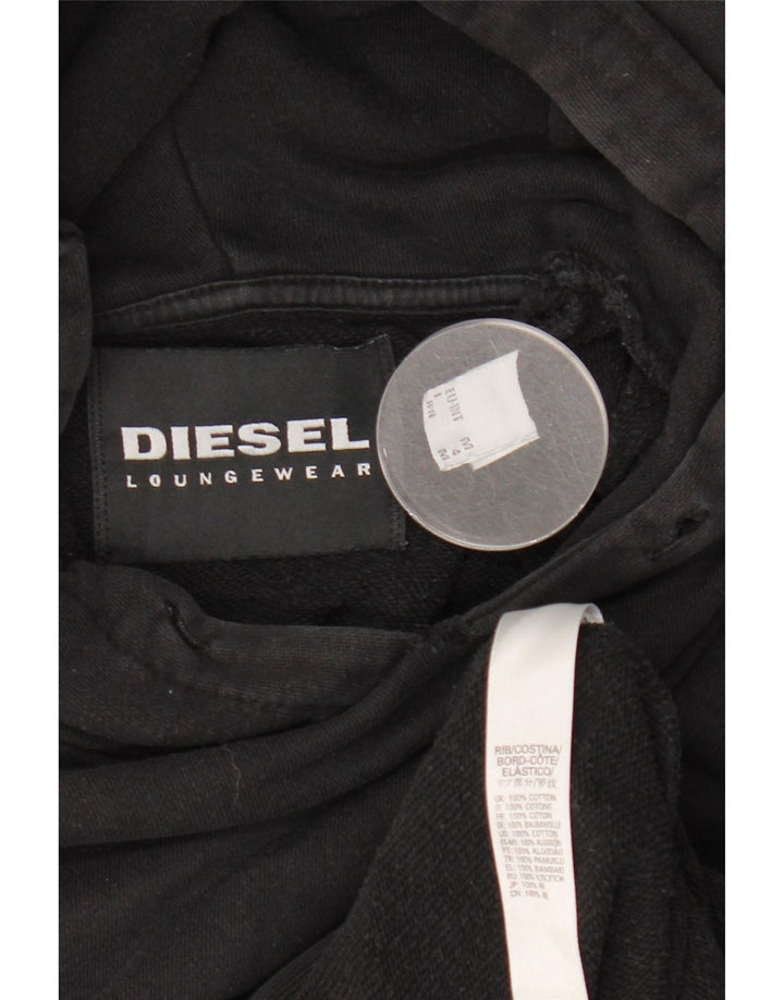 Diesel Mens Graphic Hoodie Jumper Medium Black Cotton