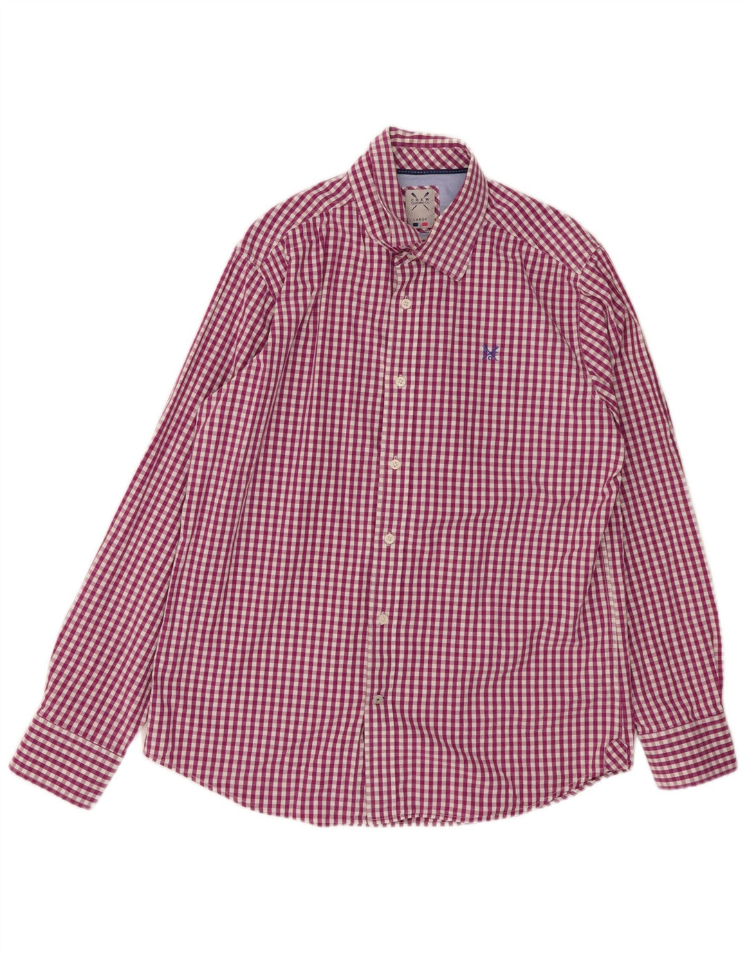 CREW CLOTHING Mens Classic Fit Shirt Large Purple Gingham Cotton