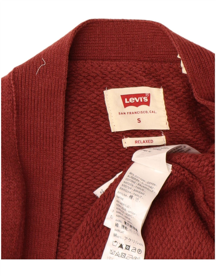 LEVI'S Mens Oversized Relaxed Fit Cardigan Sweater Small Brown Striped