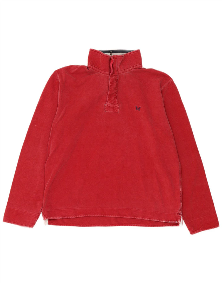 Crew Clothing Mens Zip Neck Sweatshirt Jumper Medium Red Cotton