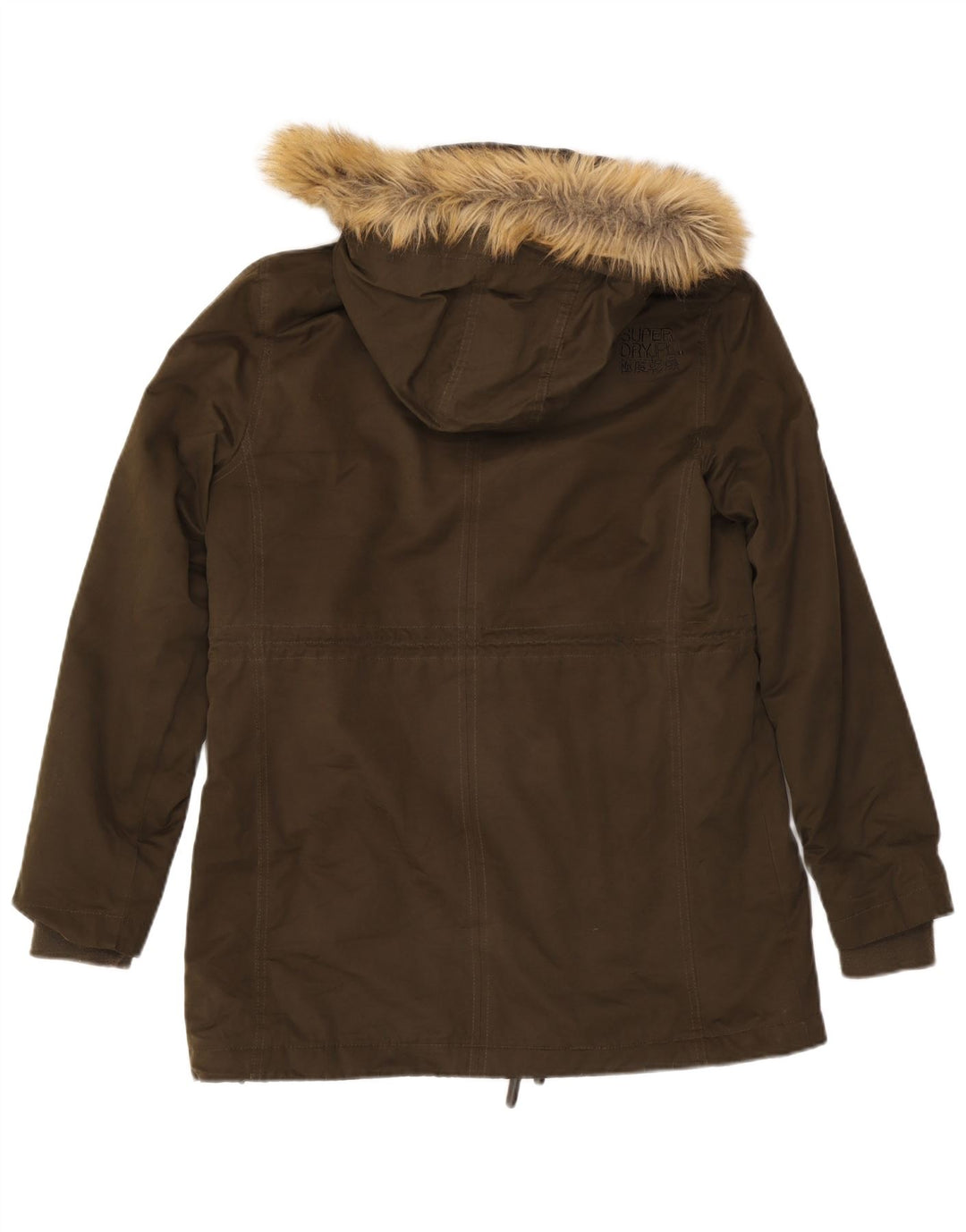 SUPERDRY Womens Hooded Parka Jacket UK 18 XL Khaki Polyester