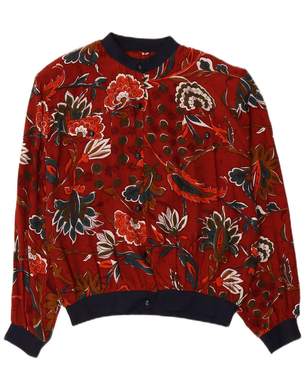 VINTAGE Womens Shirt Blouse UK 18 XL Red Floral Viscose