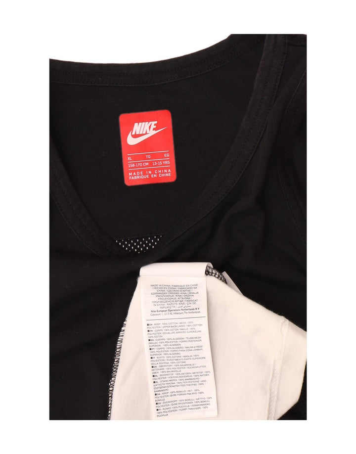 NIKE Boys Graphic Vest Top 13-14 Years XL Black Colourblock Cotton